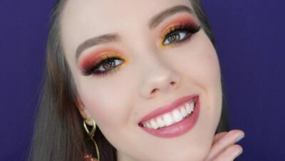 Maquillaje amarillo y naranja estilo sunset eyes