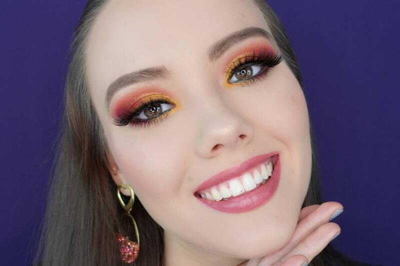 Maquillaje amarillo y naranja estilo sunset eyes